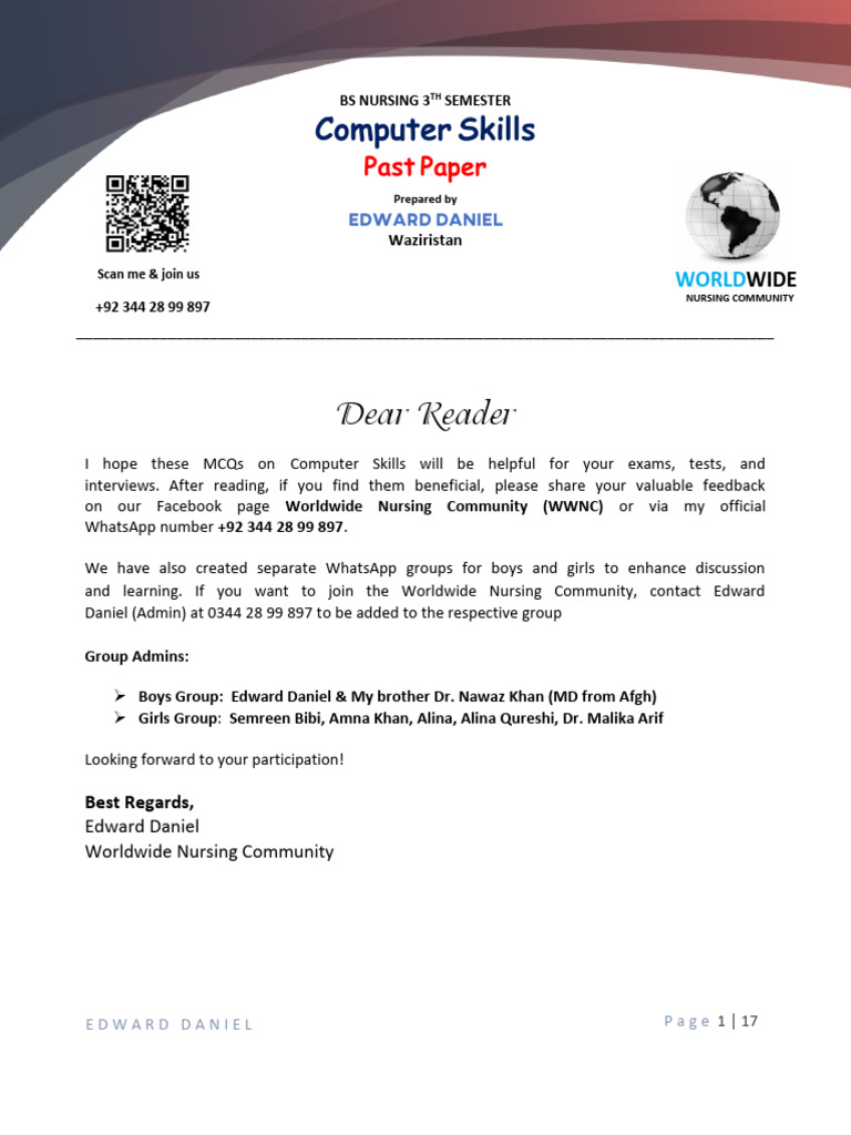 2023 BSN 1st Semester Computer Skills Past Paper | PDF | Microsoft Word ...