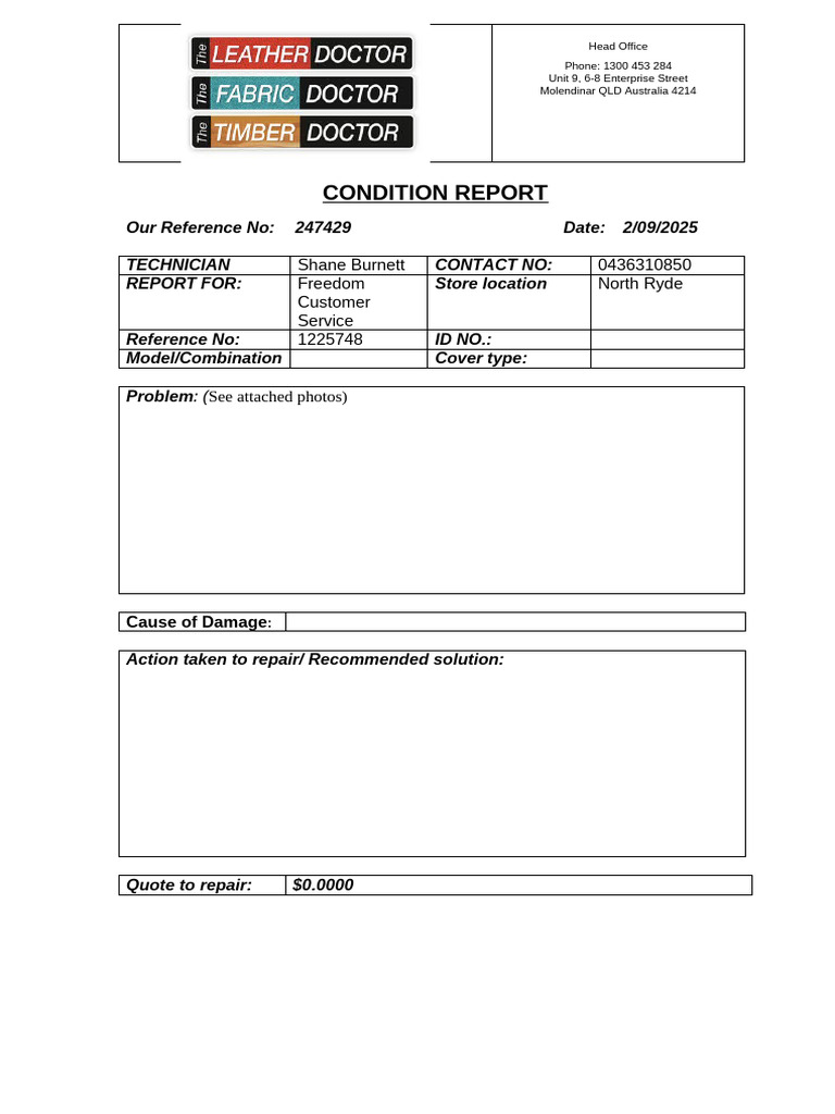 Condition Report for Freedom Service | PDF