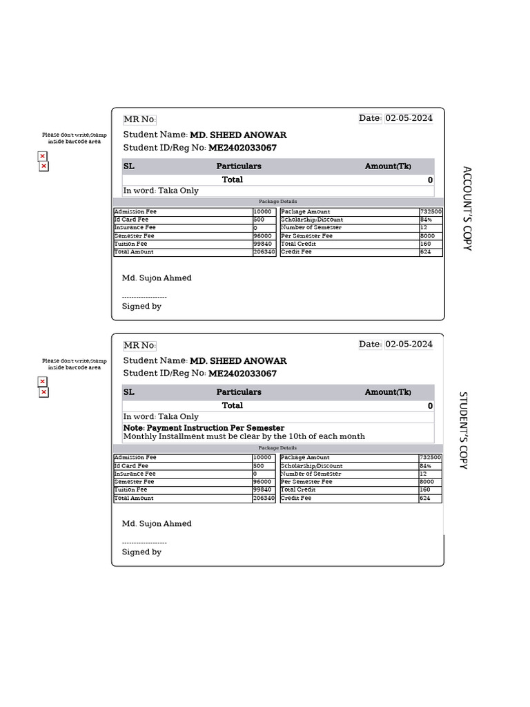 Student Fee Structure and Payment Details | PDF | Business | Payments