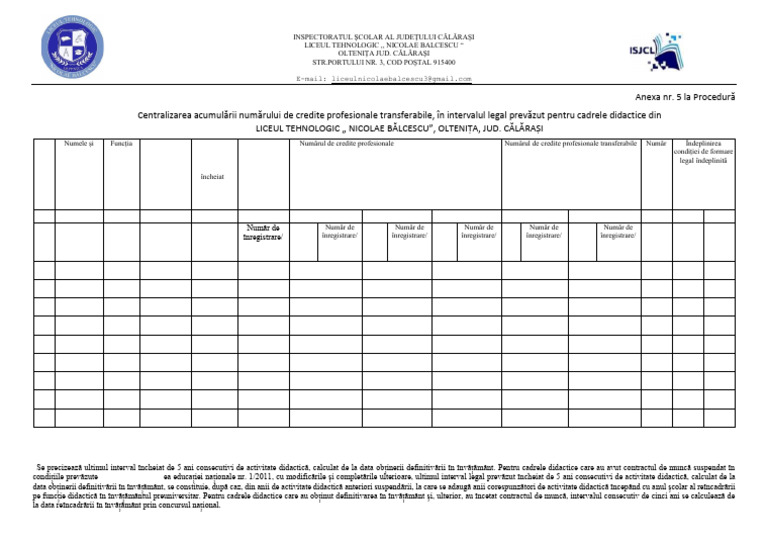 Anexa 5 La Procedura Specifica Acumulare 90 CPT | PDF