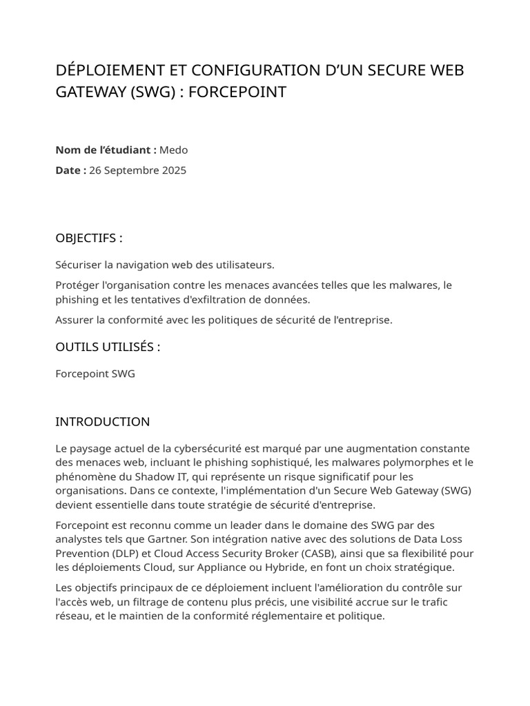 Intégration de Forcepoint SWG | PDF | Sécurité | Sécurité des systèmes ...