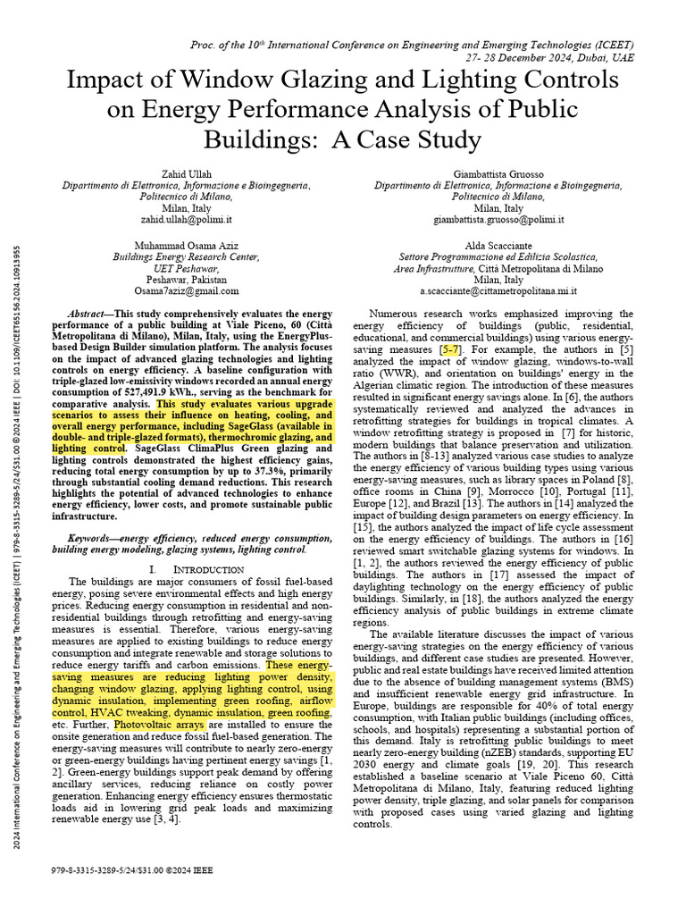 Impact of Window Glazing and Lighting Controls On Energy Performance ...