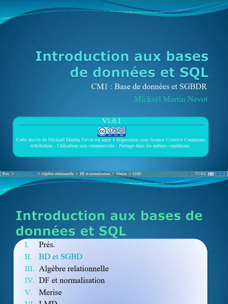 Introduction aux bases de données SQL | PDF | SQL | Bases de données