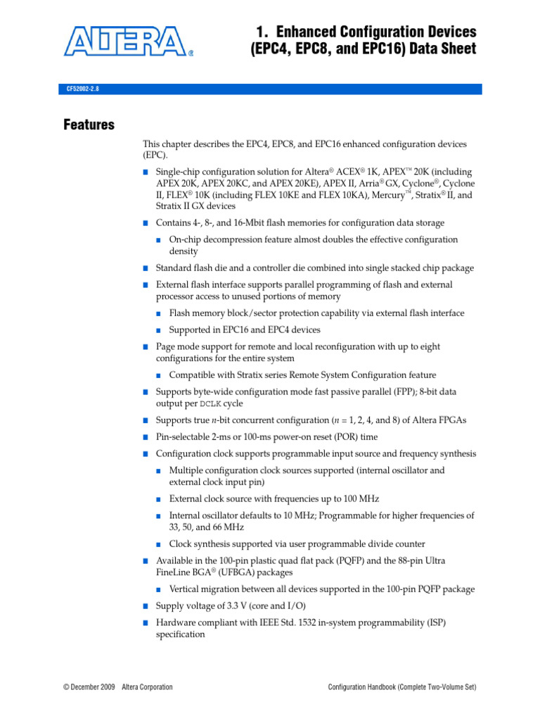 Altera EPC4, EPC8, EPC16 Data Sheet | PDF | Field Programmable Gate ...
