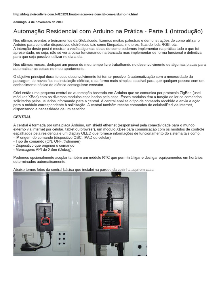 Automação Residencial com Arduino e ZigBee | PDF | Arduino | Automação