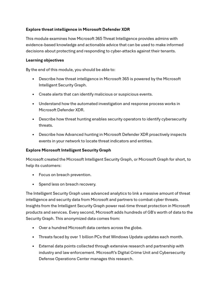 Microsoft Defender Threat Intelligence Overview | PDF | Security ...