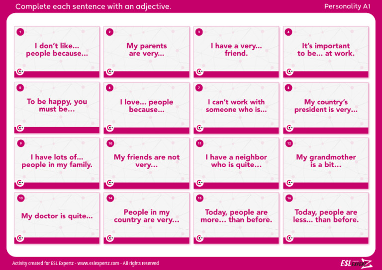 Personality Traits Speaking Activity Xidcyt | PDF