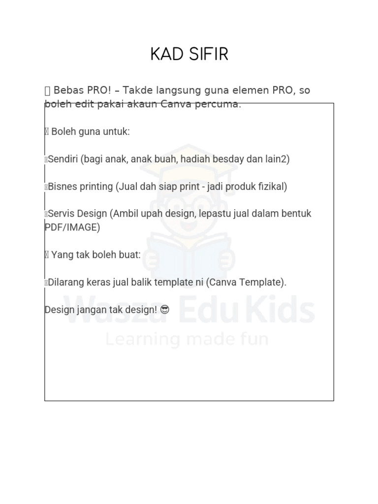 Template Kad Sifir Canva Percuma | PDF