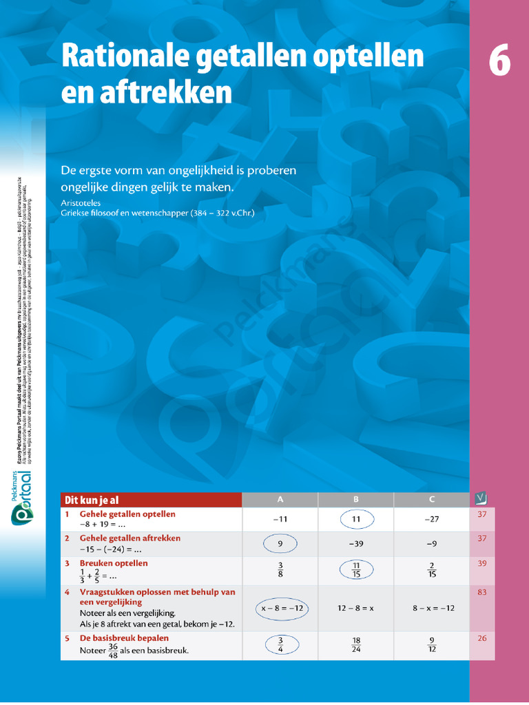 6 Rationalegetallenoptellenenaftrekken | PDF