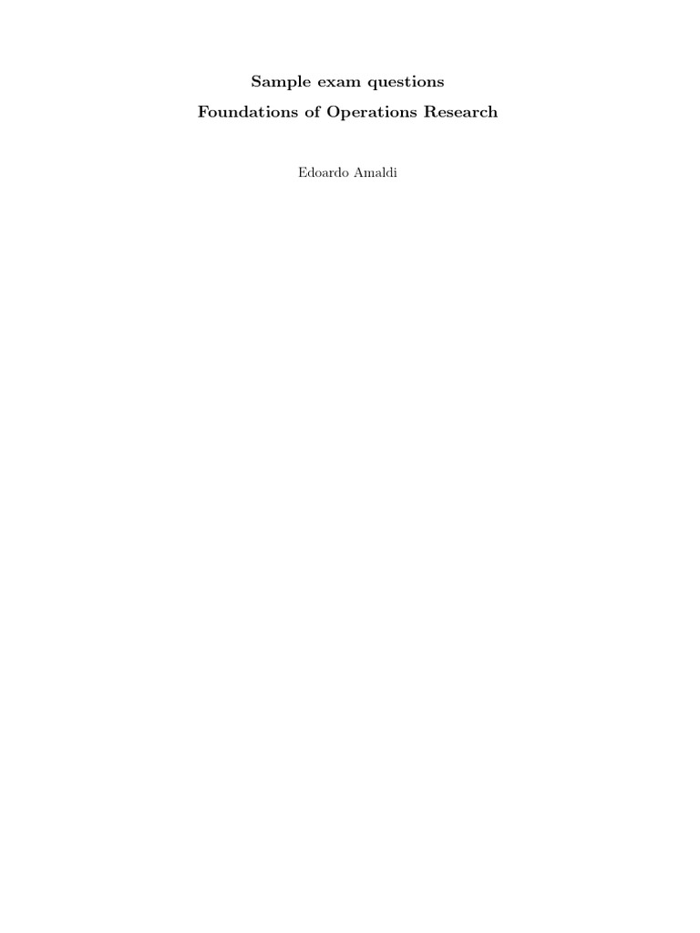 Operations Research Exam Questions Guide | PDF | Linear Programming ...