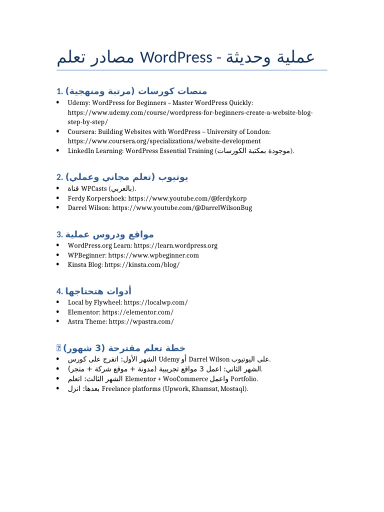 Wordpress Learning Sources | PDF