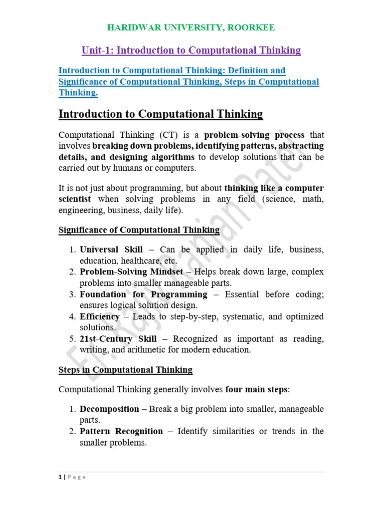 Introduction to Computational Thinking | PDF | Computer Programming ...