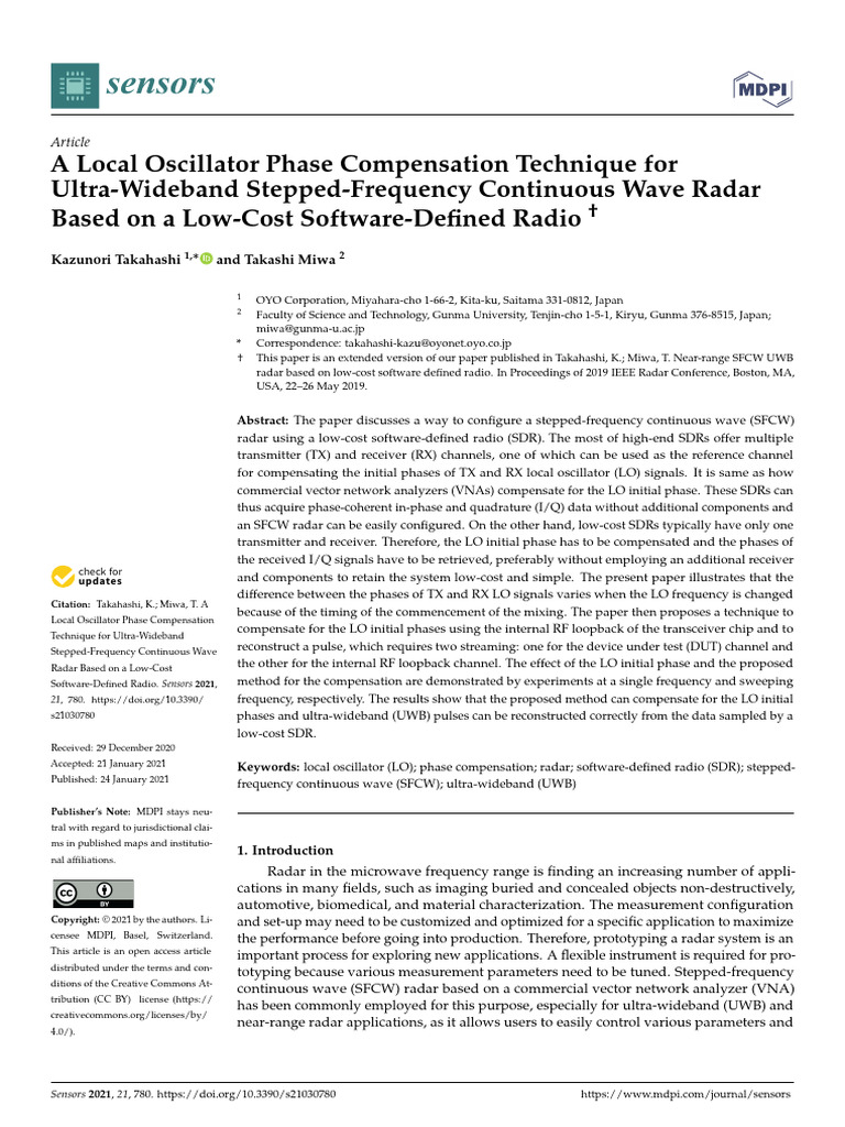 Phase Compensation for UWB Radar SDR | PDF | Software Defined Radio | Radar