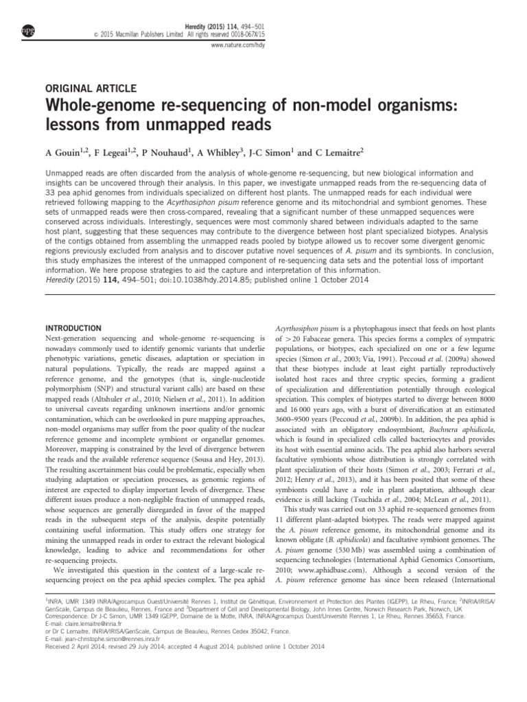 Whole-Genome Re-Sequencing of Non-Model Organisms - Lessons From ...