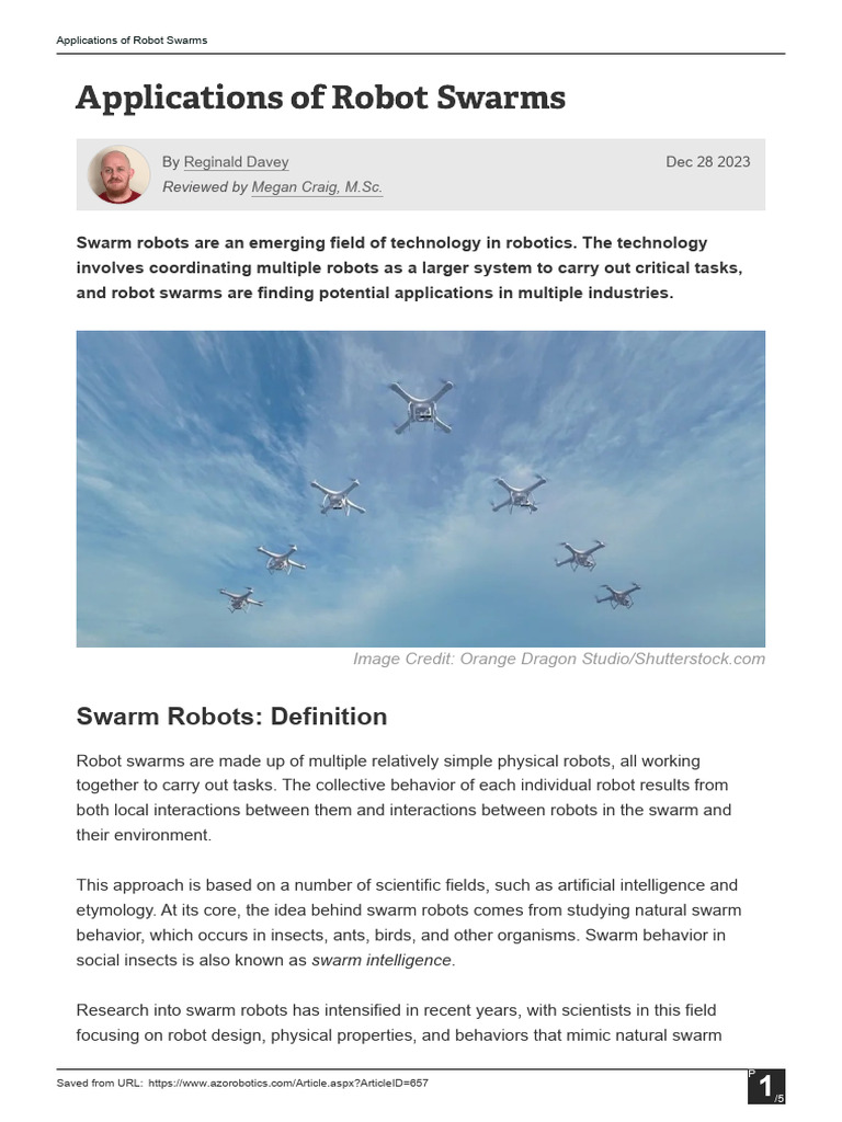 Applications of Swarm Robotics Technology | PDF | Robot | Robotics