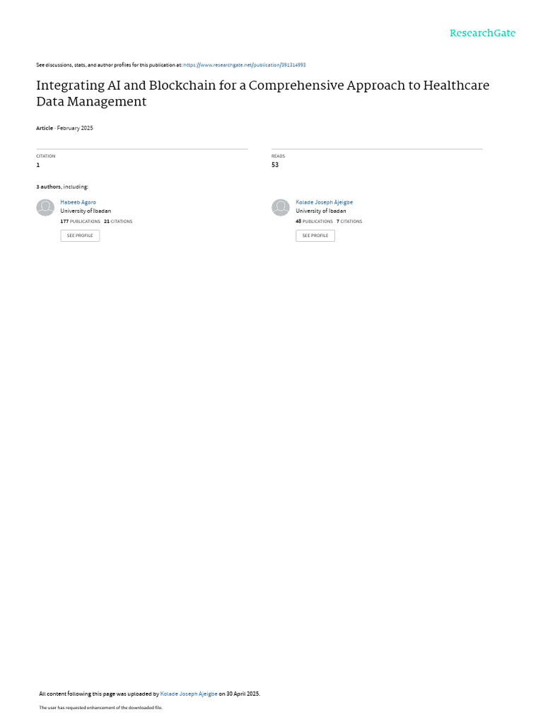 AI and Blockchain in Healthcare Data Management | PDF | Artificial ...