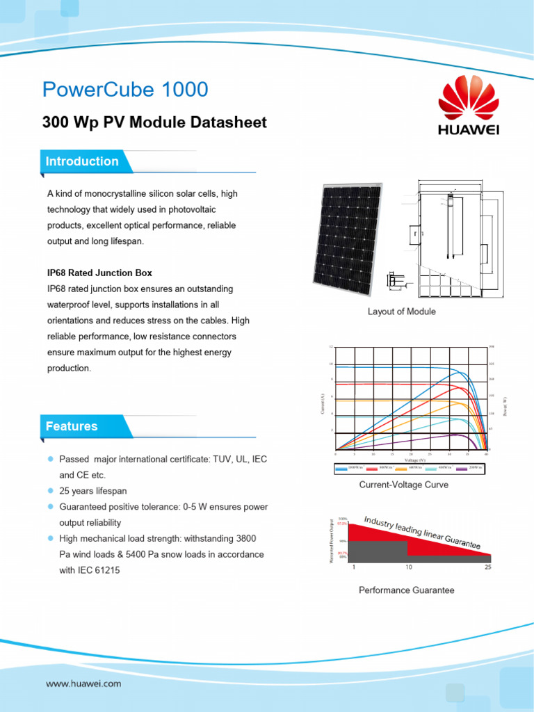 Solar Panel Module (300Wp) Datasheet | PDF | Solar Panel | Photovoltaics