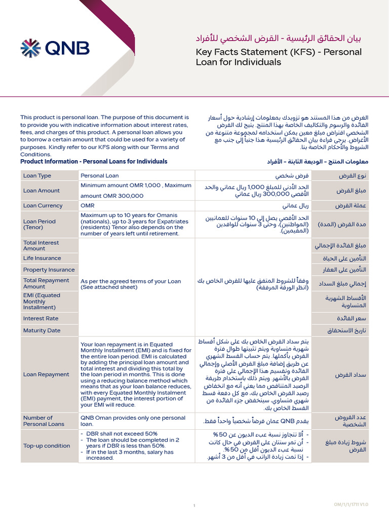 Key+Facts+Statement+ +Personal+Loan+for+Individuals | PDF