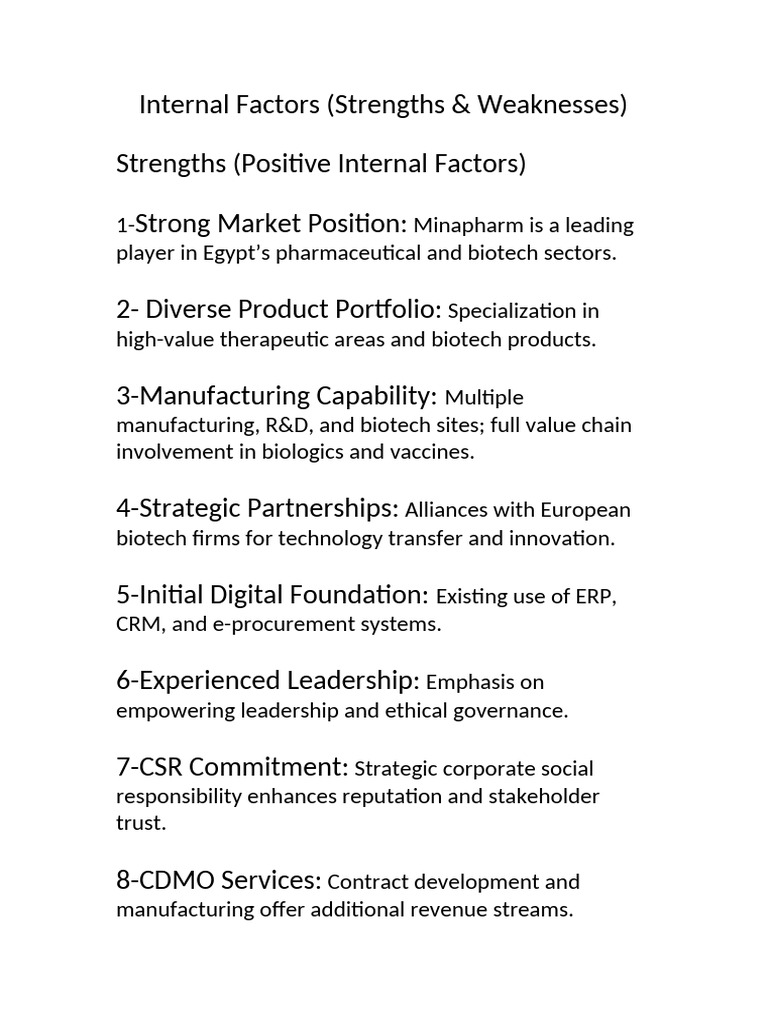 Minapharm Internal Factors Analysis | PDF | Biotechnology | Business
