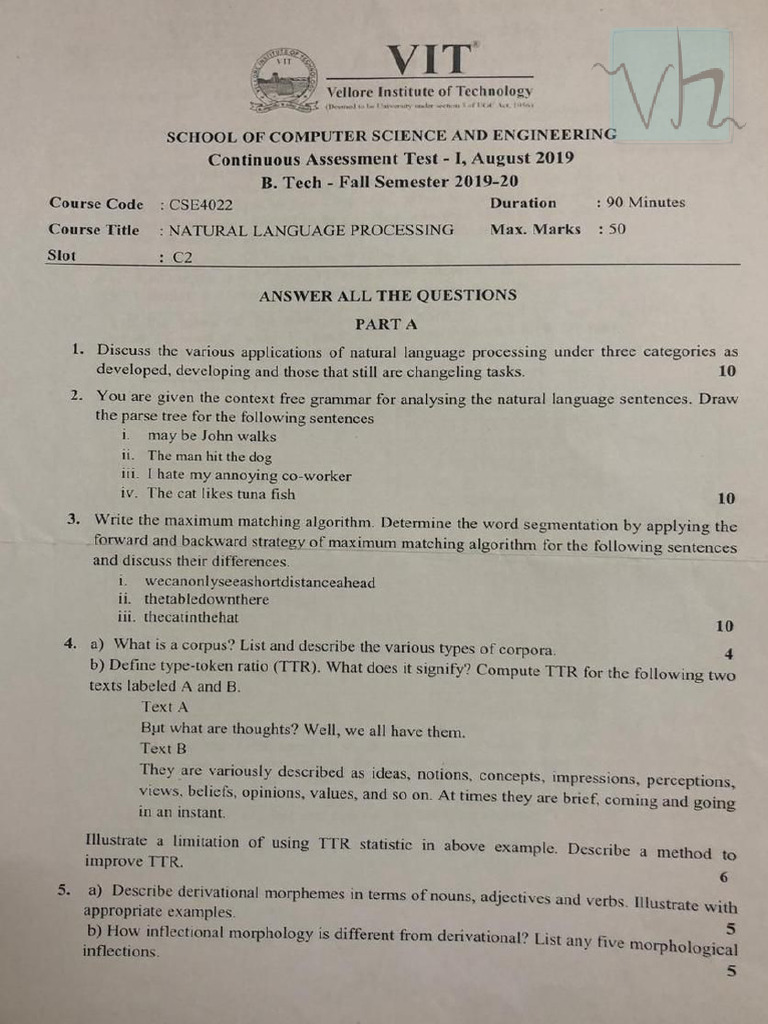 Natural Language Processing CSE4022 C2 | PDF