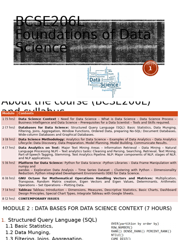 Data Science Foundations Course Overview | PDF | No Sql | Databases