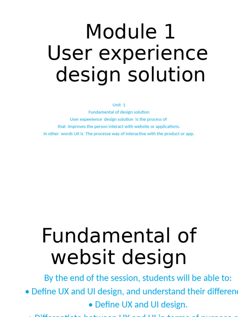 UX/UI Design Fundamentals Overview | PDF | Usability | User Experience
