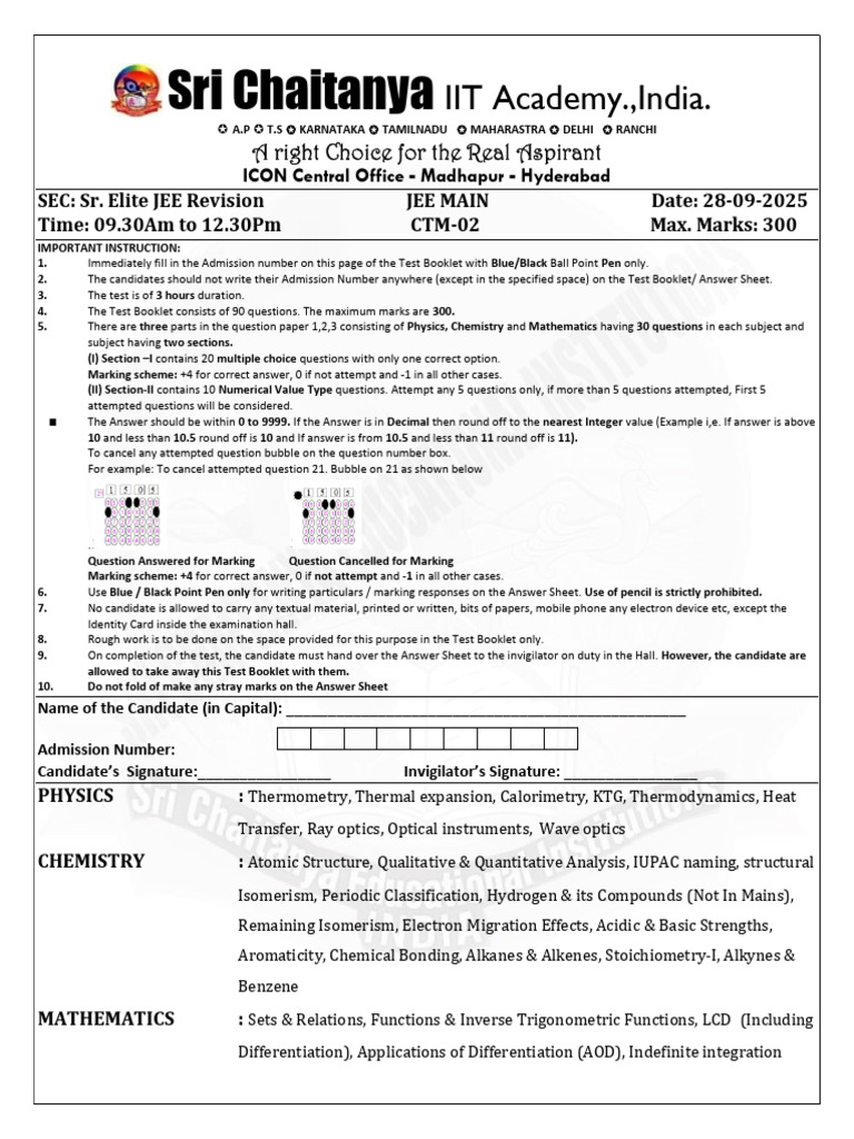 JEE Main 2025 Exam Instructions & Syllabus | PDF | Diffraction ...