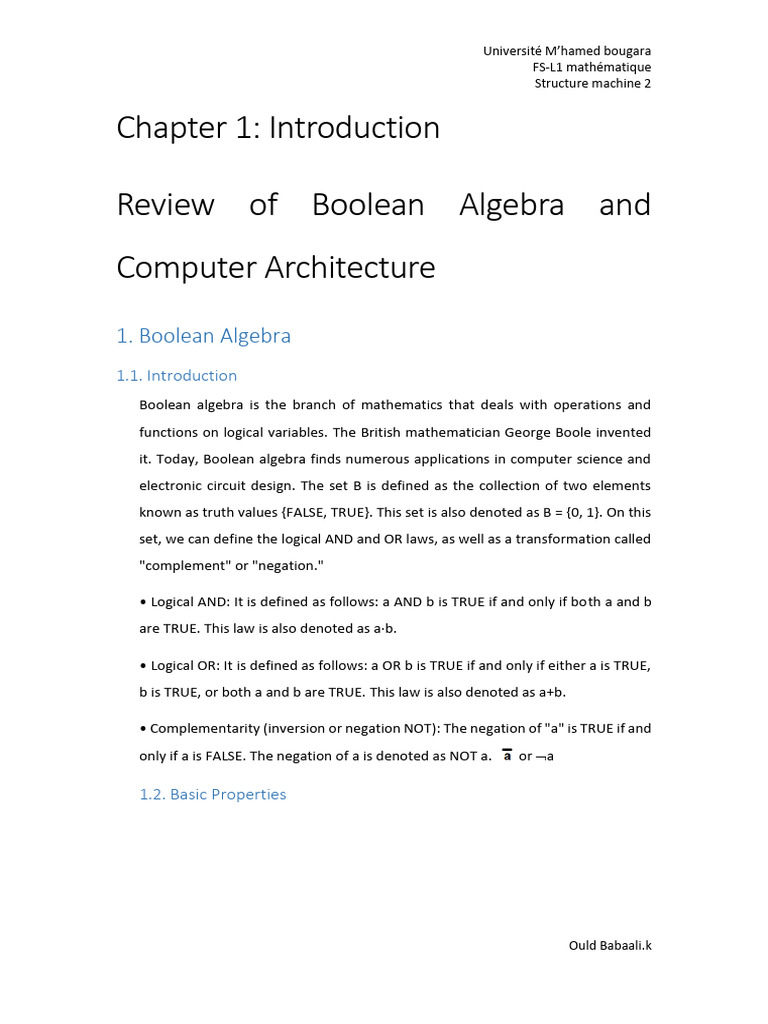 Boolean Algebra and Computer Architecture | PDF | Central Processing ...