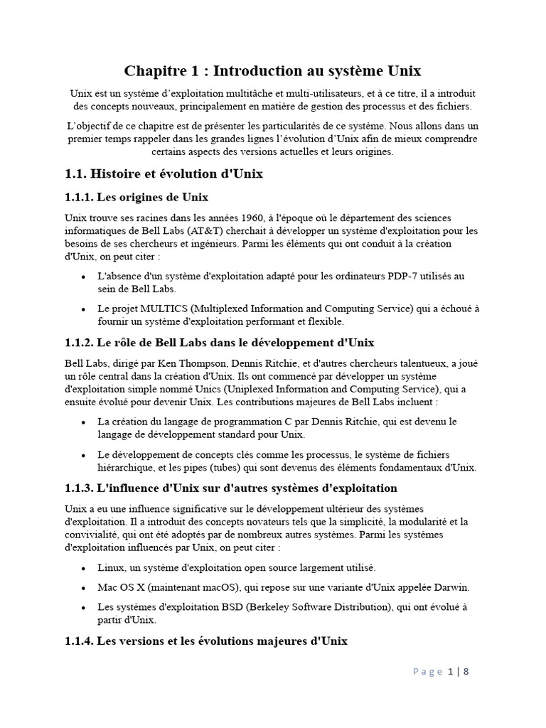 Introduction au système Unix et son histoire | PDF | Distribution Linux ...