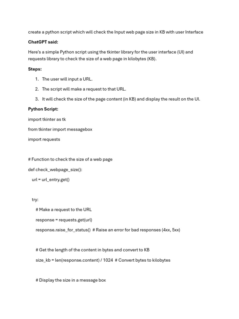 Check The Input Web Page Size | PDF | Selenium (Software) | Scripting ...