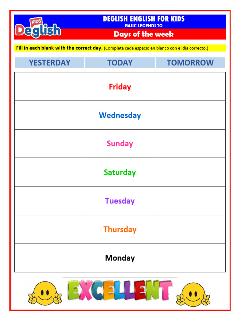 Days of the Week Activities | PDF