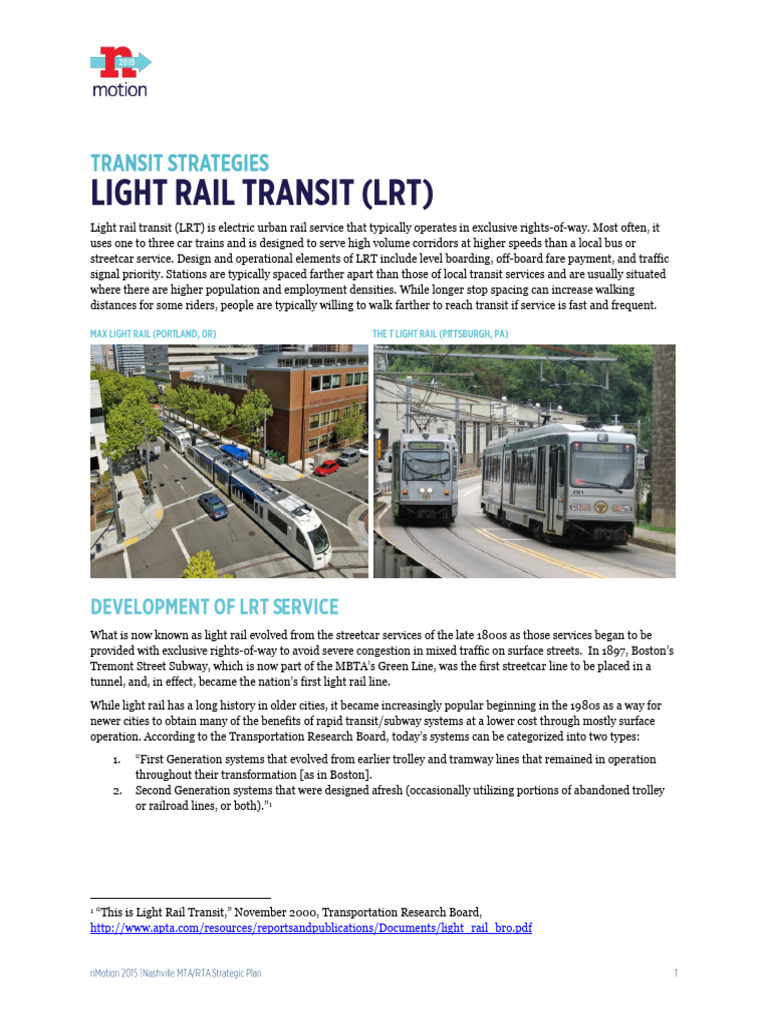 Light Rail Transit Overview and Benefits | PDF | Light Rail | Public ...