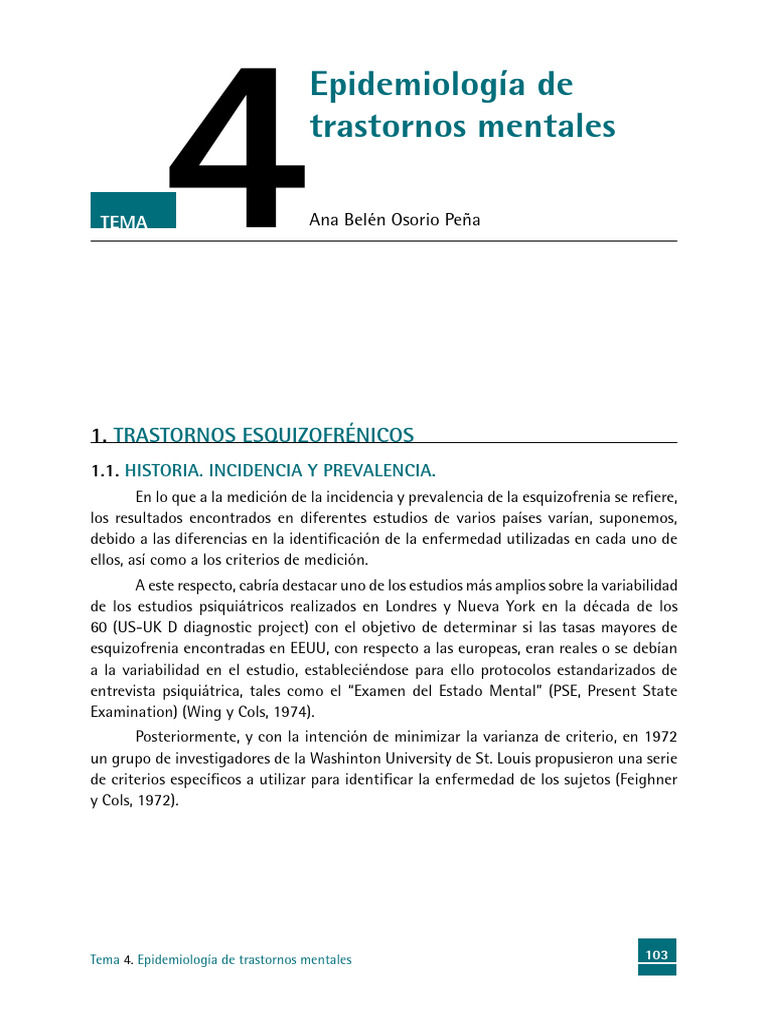 Epidemiología de la esquizofrenia | PDF | Esquizofrenia | Suicidio