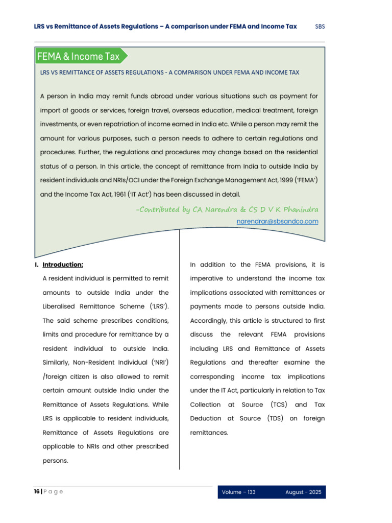 LRS vs Remittance Regulations Explained | PDF | Taxes | Economies
