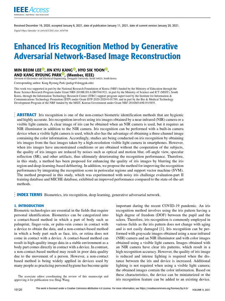 Enhanced Iris Recognition Using GANs | PDF | Support Vector Machine ...