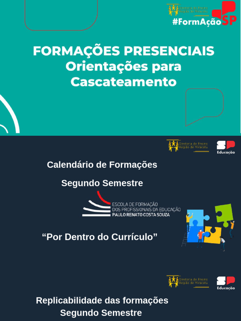 Calendário de Formações 2º Semestre | PDF