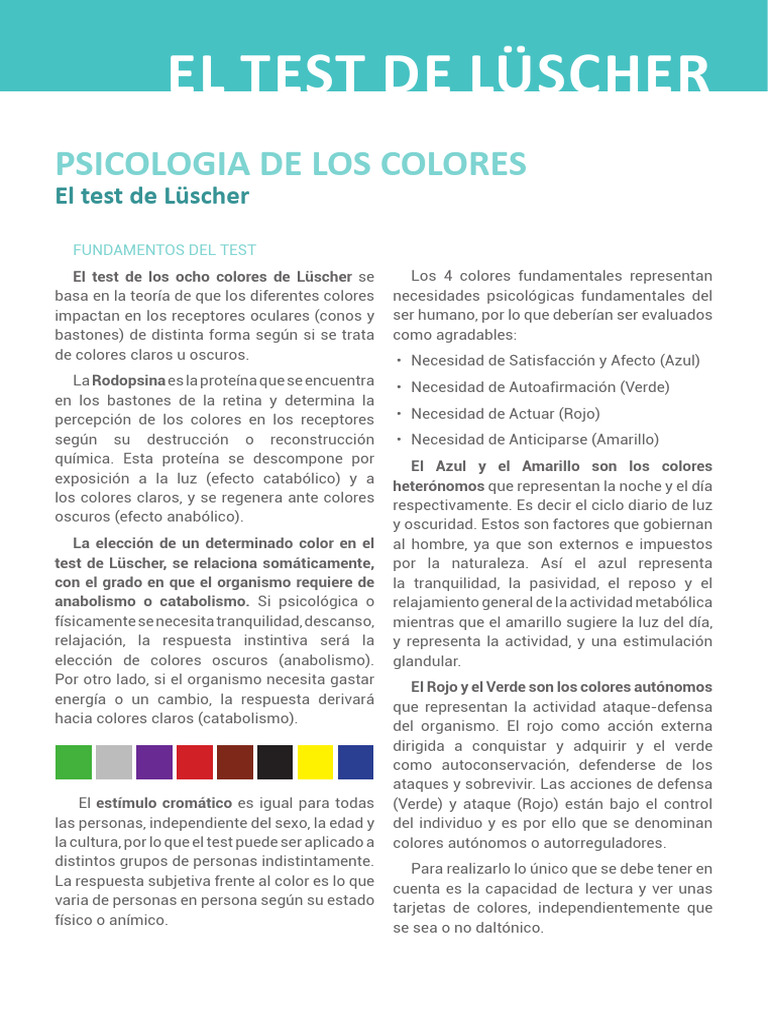 Test de Lüscher: Psicología del Color | PDF | Color