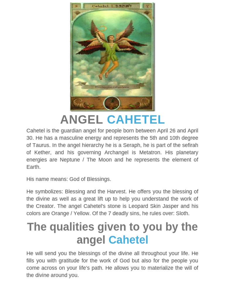 Guardian Angel Cahetel: April Blessings | PDF | Angel | Soul