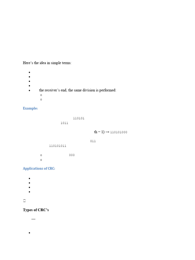 Cyclic Redundancy Check Error-Detecting Technique: Example | PDF ...
