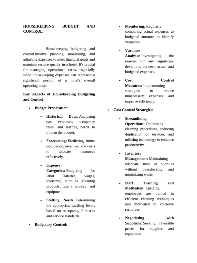 Housekeeping Budgeting Essentials | PDF | Expense | Budget