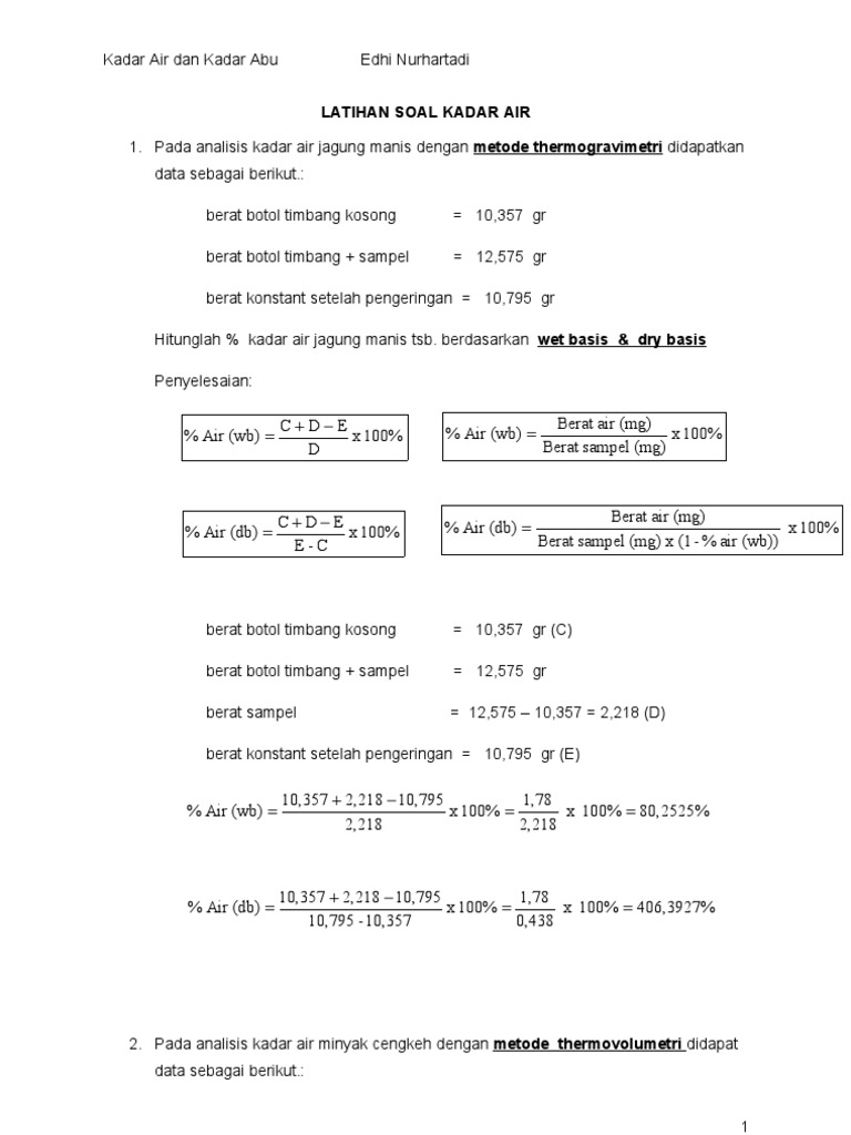 Latihan Soal Kadar Air Auto Saved