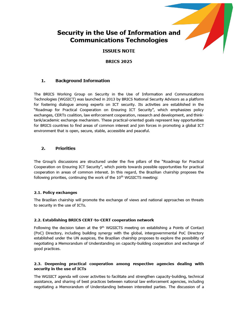 Security in The Use of Information and Communications Technologies ...