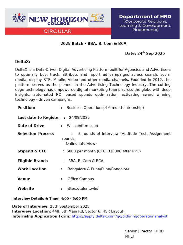 DeltaX Circular 24th Sep | PDF