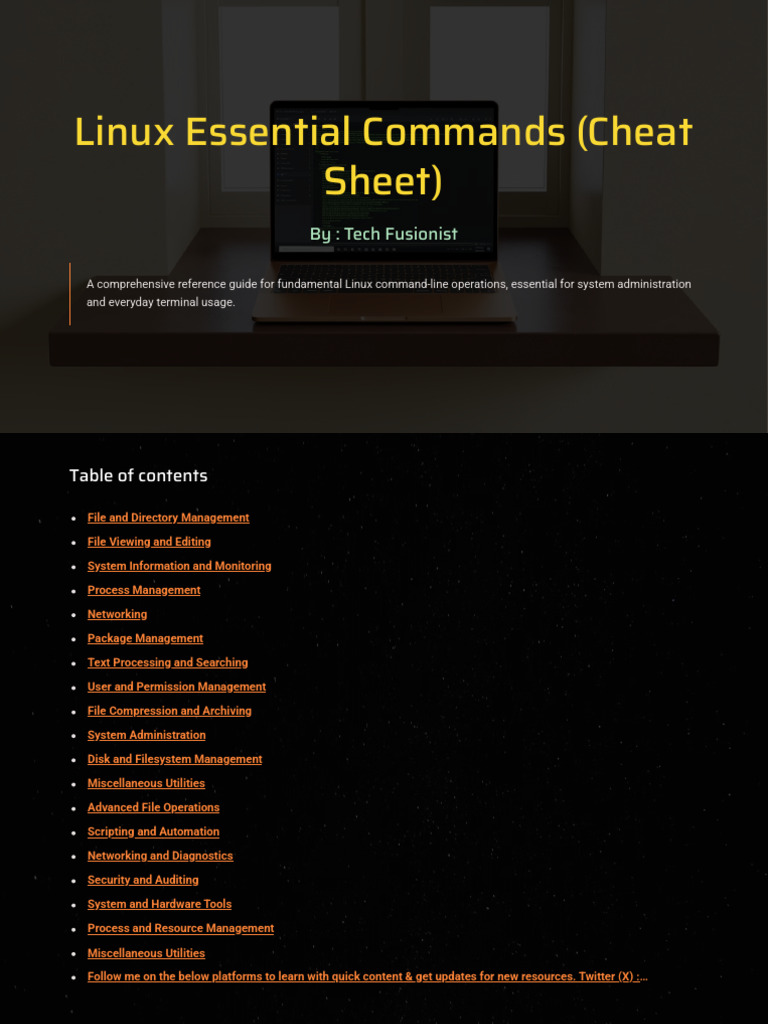 Linux Essential Commands Cheat Sheet | PDF | Computer File | Computing