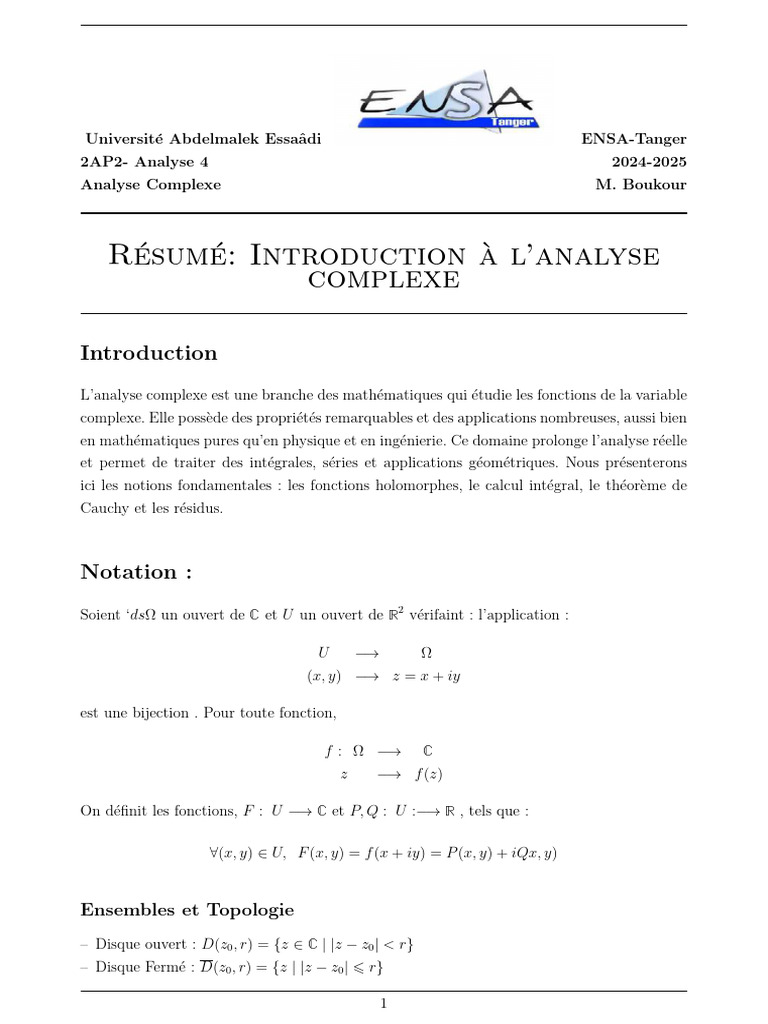 Introduction à l'Analyse Complexe | PDF | Analyse complexe | Fonction ...