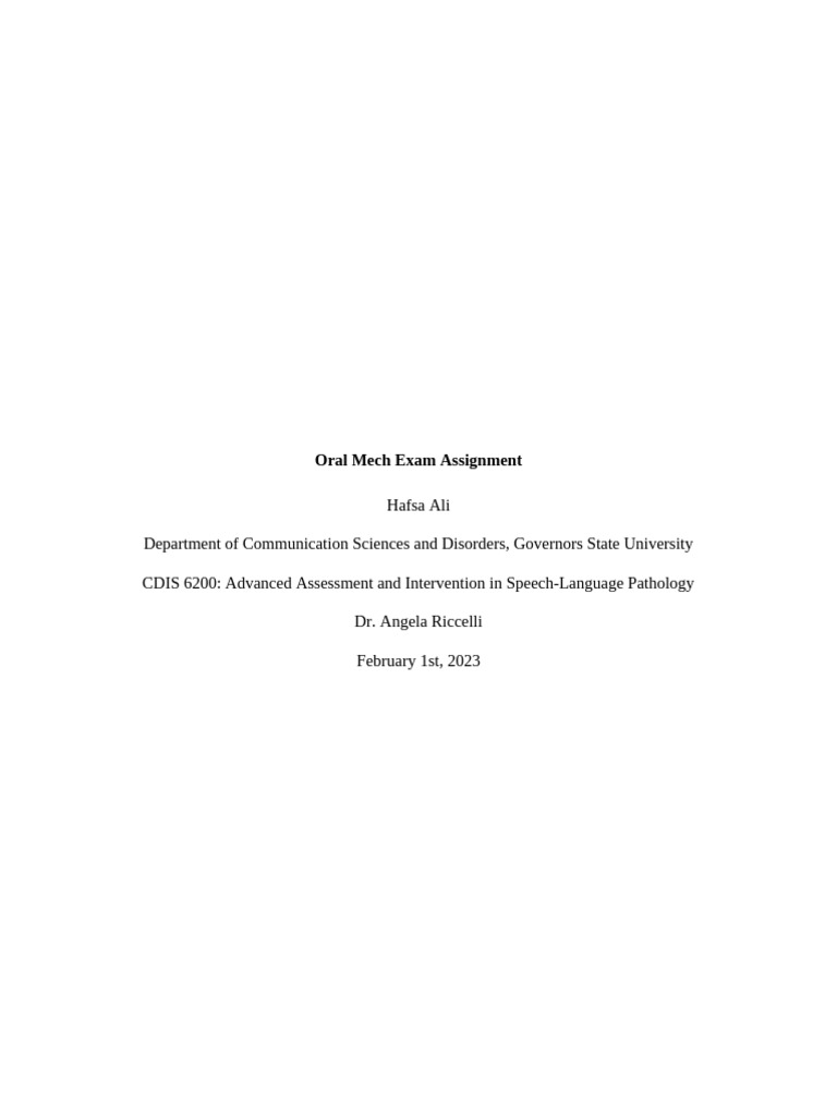 Oral Mechanism Exam Analysis | PDF | Tongue | Lip