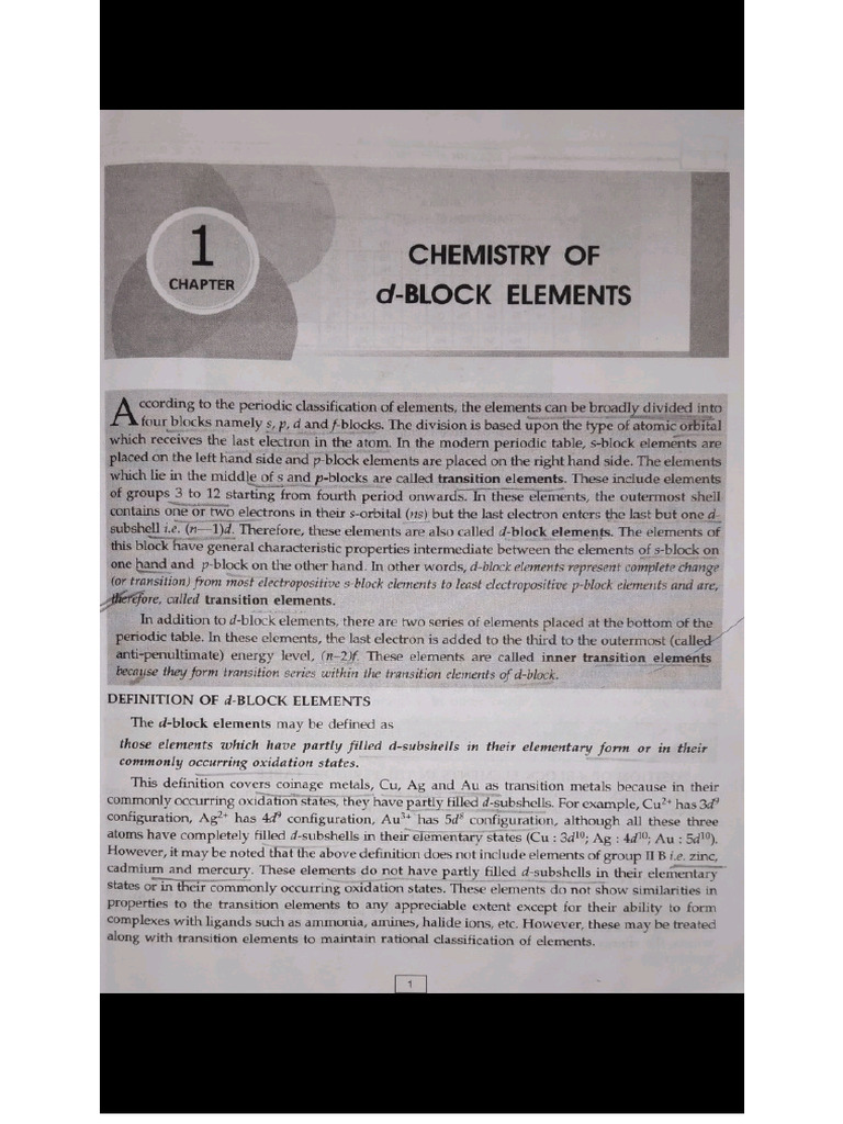 D Block Elements | PDF