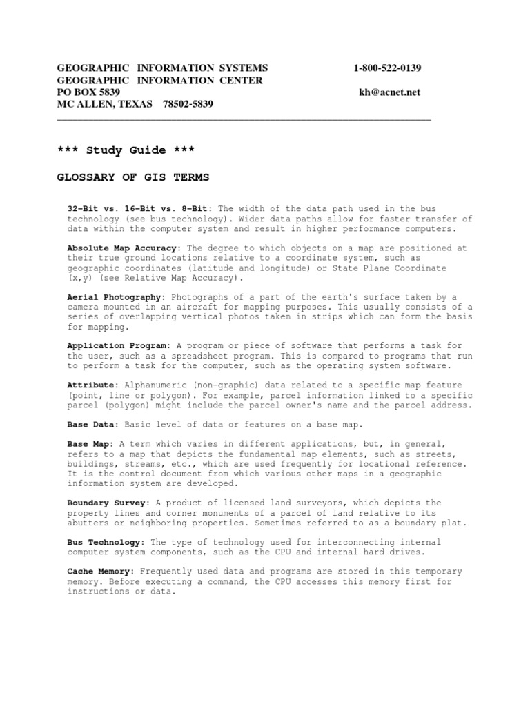 GIS Study Guide and Glossary | PDF | Geographic Information System | Map