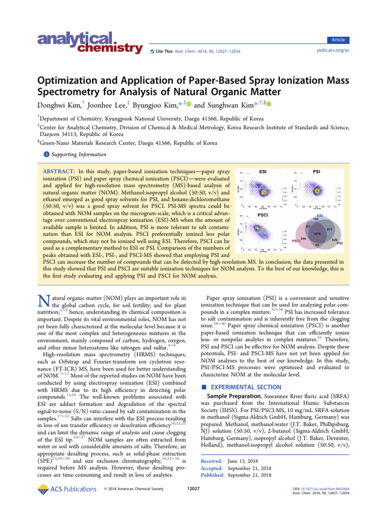 Kim Et Al 2018 Optimization and Application of Paper Based Spray ...