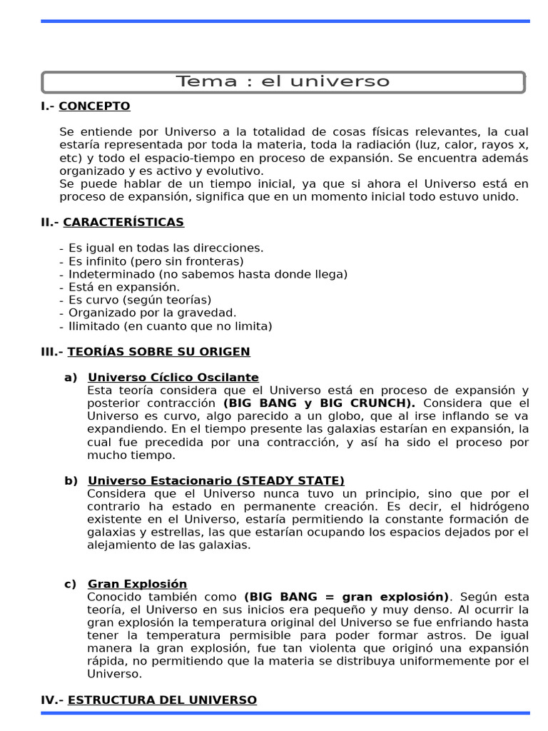 CHSO-02 Teorias Del Universo y Su Estructura | PDF | Universo | Estrellas